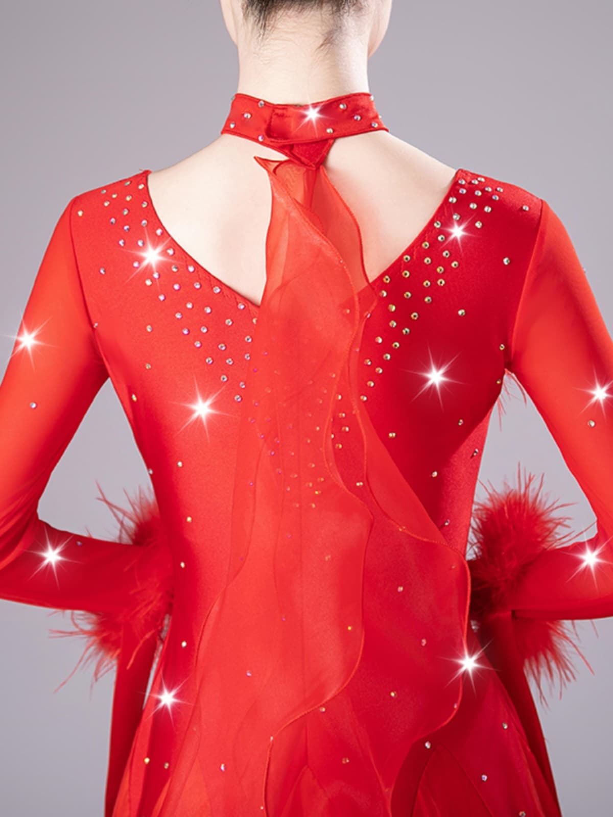 社交 ダンス ドレス 情熱リボン フェザー ドレス