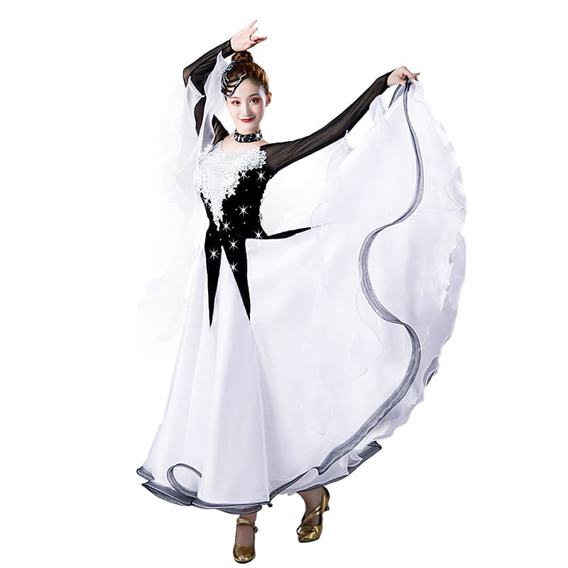 社交 ダンス ドレス 星彩フレアワルツ　ラテンドレス
