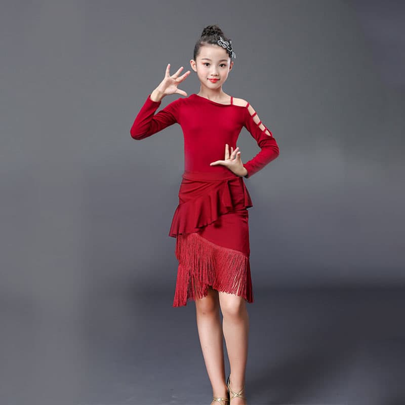 ダンス ドレス フリンジ装飾付きラテンドレス
