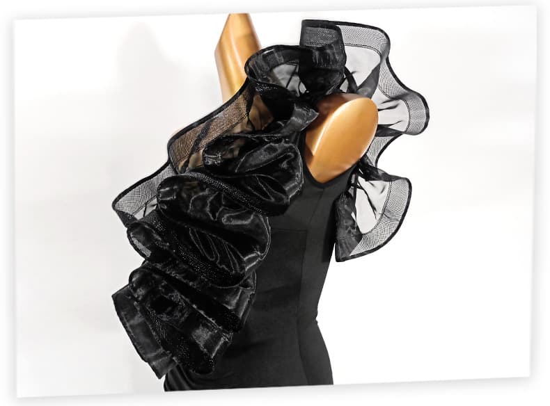 社交 ダンス ドレス 華麗な揺れるフリルワンショルダードレス