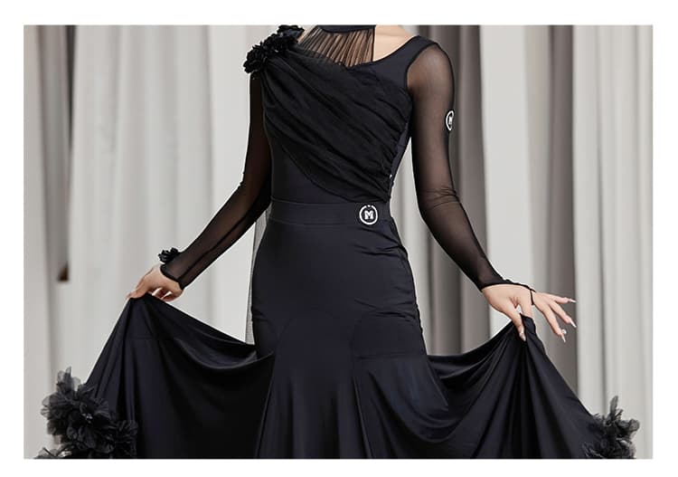 社交 ダンス ドレス 社交ダンス 優雅な舞踏会ドレープショルダードレス