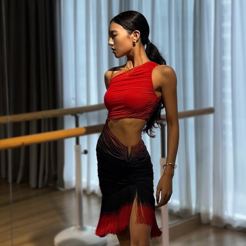 社交 ダンス ドレス 社交ダンス 情熱的な舞踏会 アシンメトリー ダンス衣装