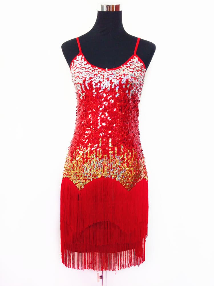 エレガントバレエ スパンコール輝く 華やかフリンジドレス