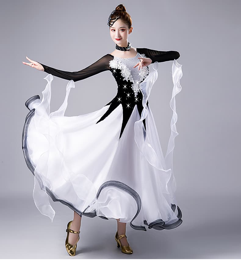 社交 ダンス ドレス 星彩フレアワルツ　ラテンドレス