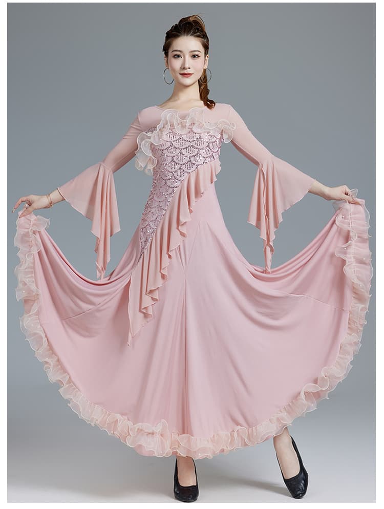 社交 ダンス ドレス 社交ダンス 優美舞踏会ドレス 華麗るフレア袖
