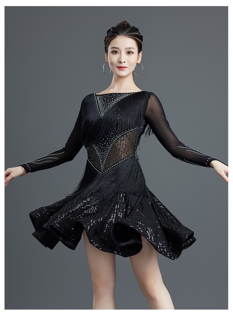 社交 ダンス ドレス 社交ダンス 煌めき流れるラテンフリンジドレス