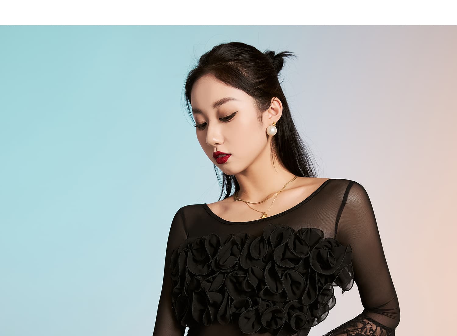 社交 ダンス ドレス 社交ダンス シックな花飾り付き舞踏会ドレス