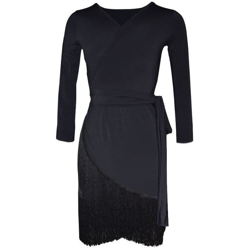 社交 ダンス ドレス 流麗フリンジラップドレス