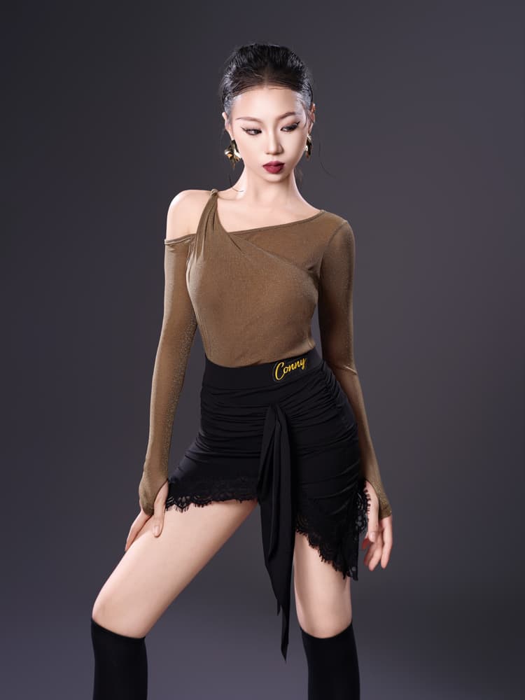 社交 ダンス ドレス アシンメトリー レース ラップスカート