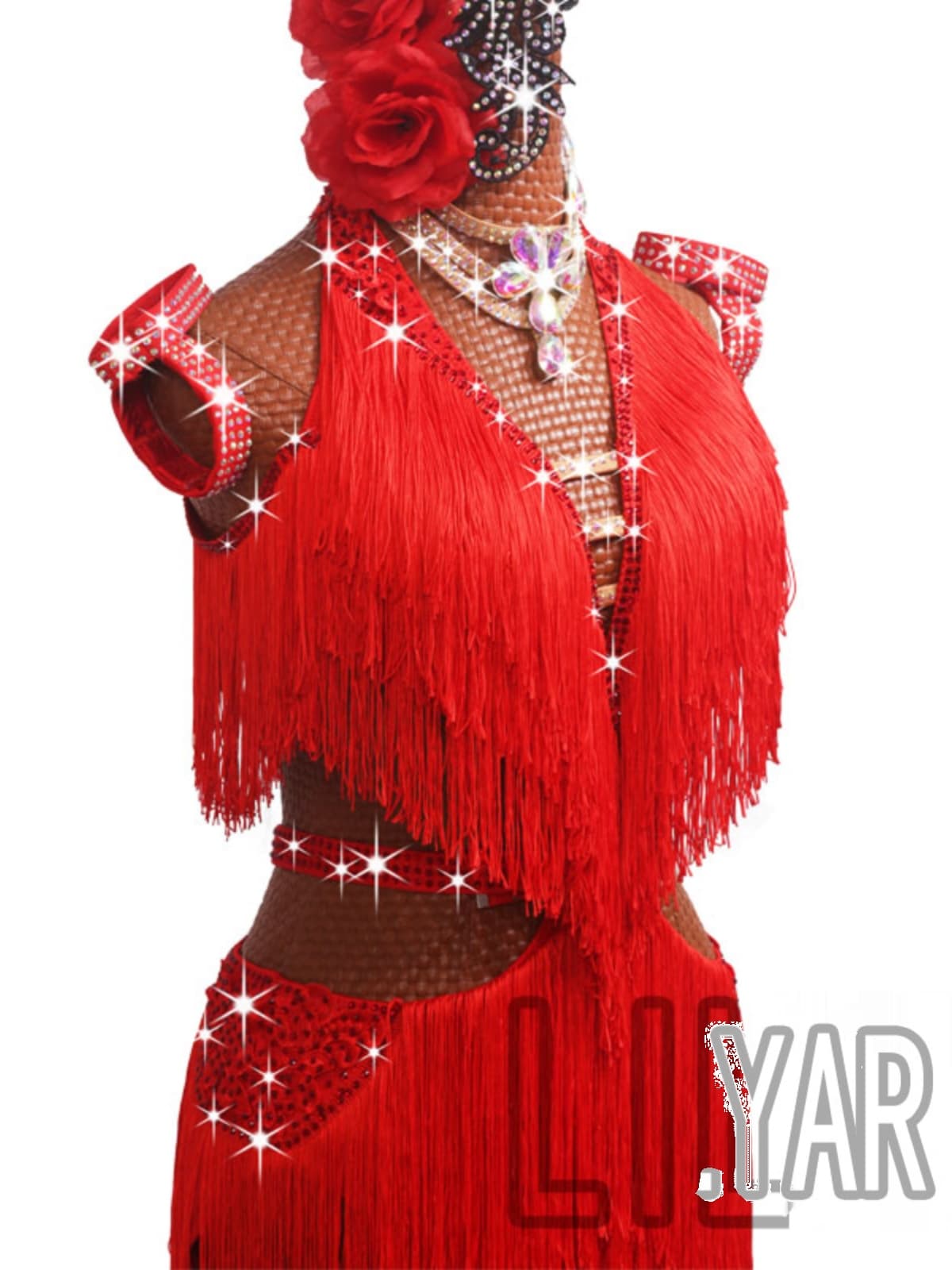 社交 ダンス ドレス 情熱の花びら フリンジドレス