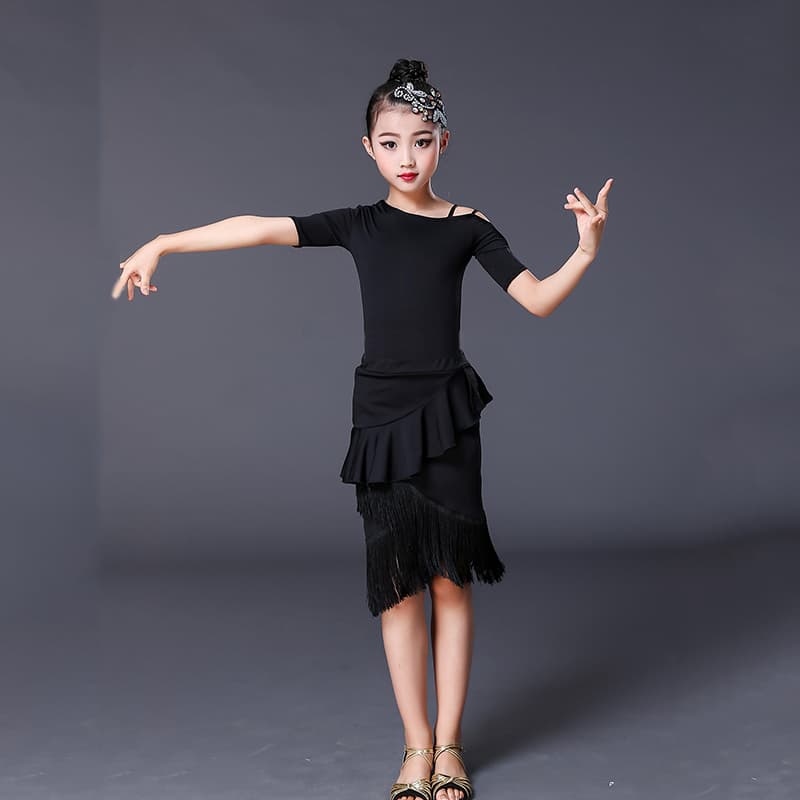 ダンス ドレス フリンジ装飾付きラテンドレス